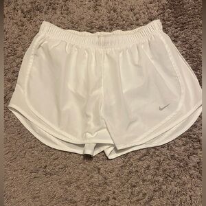 Women’s white Nike running shorts